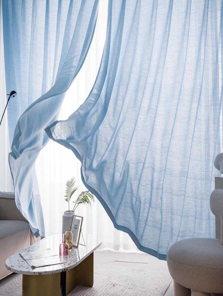 1pc Solid Color Sheer Curtain, Modern Polyester Light Filtering Sheer Curtain For Home Decor
