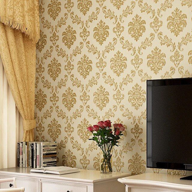 29_4US $ 30% OFF_Beibehang Fabric European - Style 3d Pressure Wall Paper Damascus Living Room Bedroom Tv Background Wallpaper Papel De Parede - Wallpapers - AliExpress