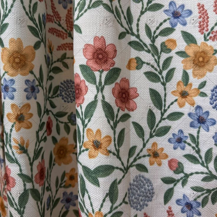 Custom Floral Curtains - Cottage Style Curtains for Bedroom and Living Room, Vintage Botanical Print Curtains
