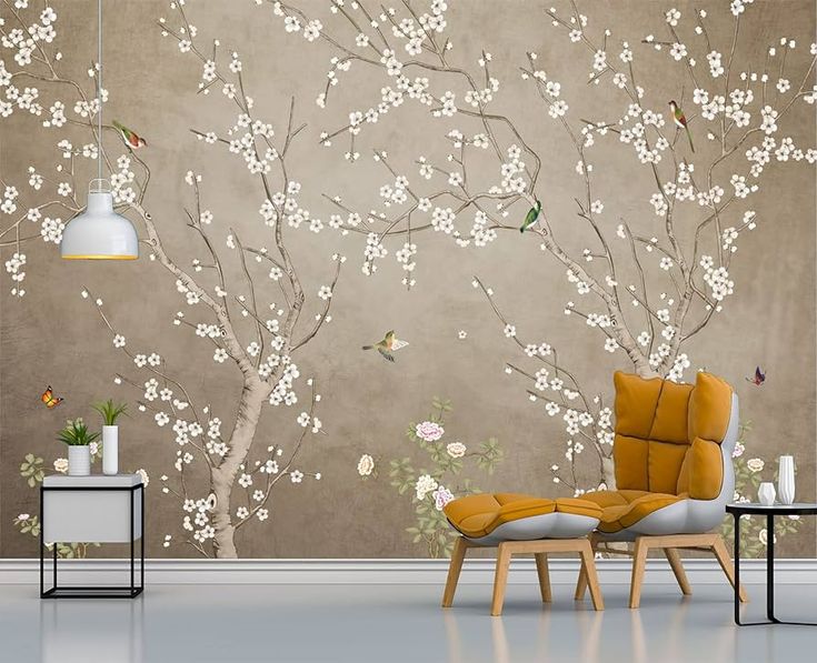 Eierme Plum Blossom Flower Bird Chinoiserie Wall Mural Wallpaper for Bedroom 137_ x 100_