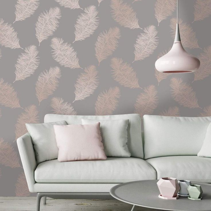 Holden Decor 12629 Fawning Feather Grey Rose Wallpaper, Rose Gold