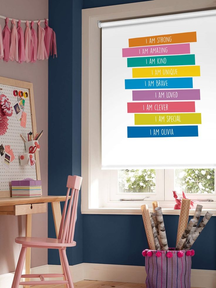 Rainbow Blocks Personalised Children's Name Roller Blind