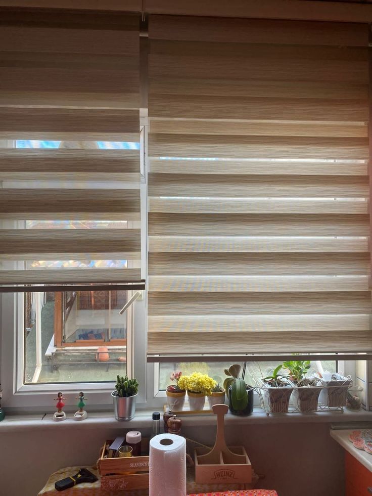 Zebra Custom Made Roller Shade Blinds,Dual Light Filtering Free-Stop Shades -Choose Color,M