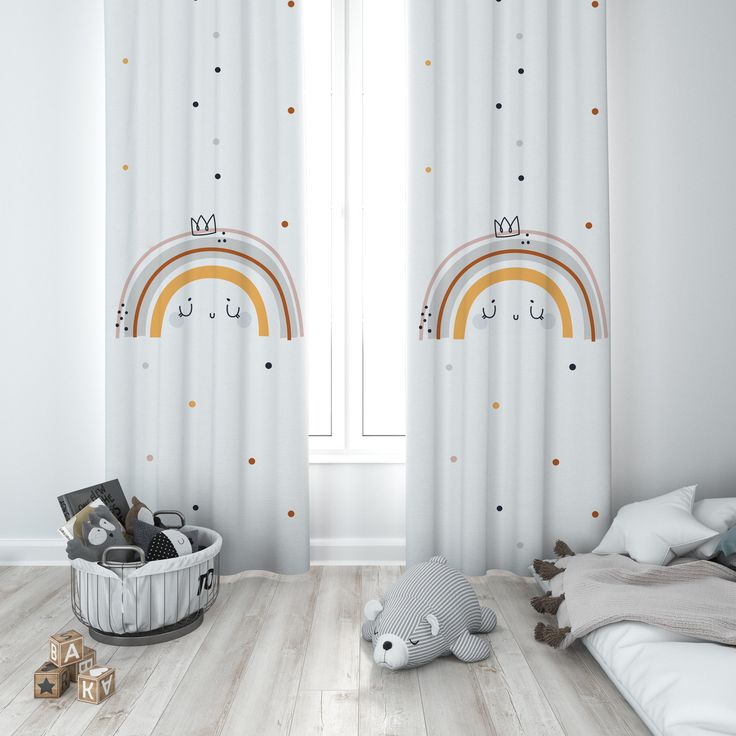 Custom For Girl Room, Personalized Curtain, Rainbow Baby Girl Room, Baby girl Room Curtains, Nursery Curtains, Printed Curtain