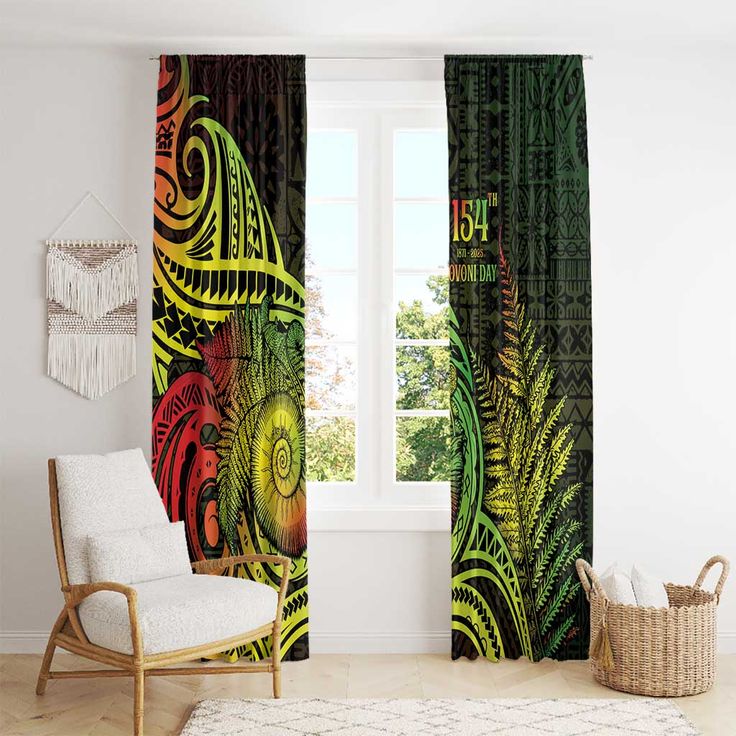 Fiji Lovoni Day Window Curtain 154th Years LT05 - With Hooks _ 132cm x 213cm _ Reggae