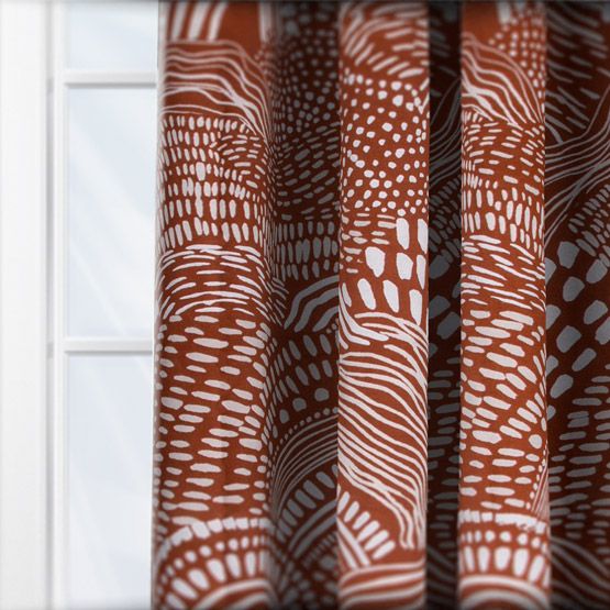 Hoem Nola Abstract Chestnut Eyelet Ready Made Curtain _ Blinds Direct