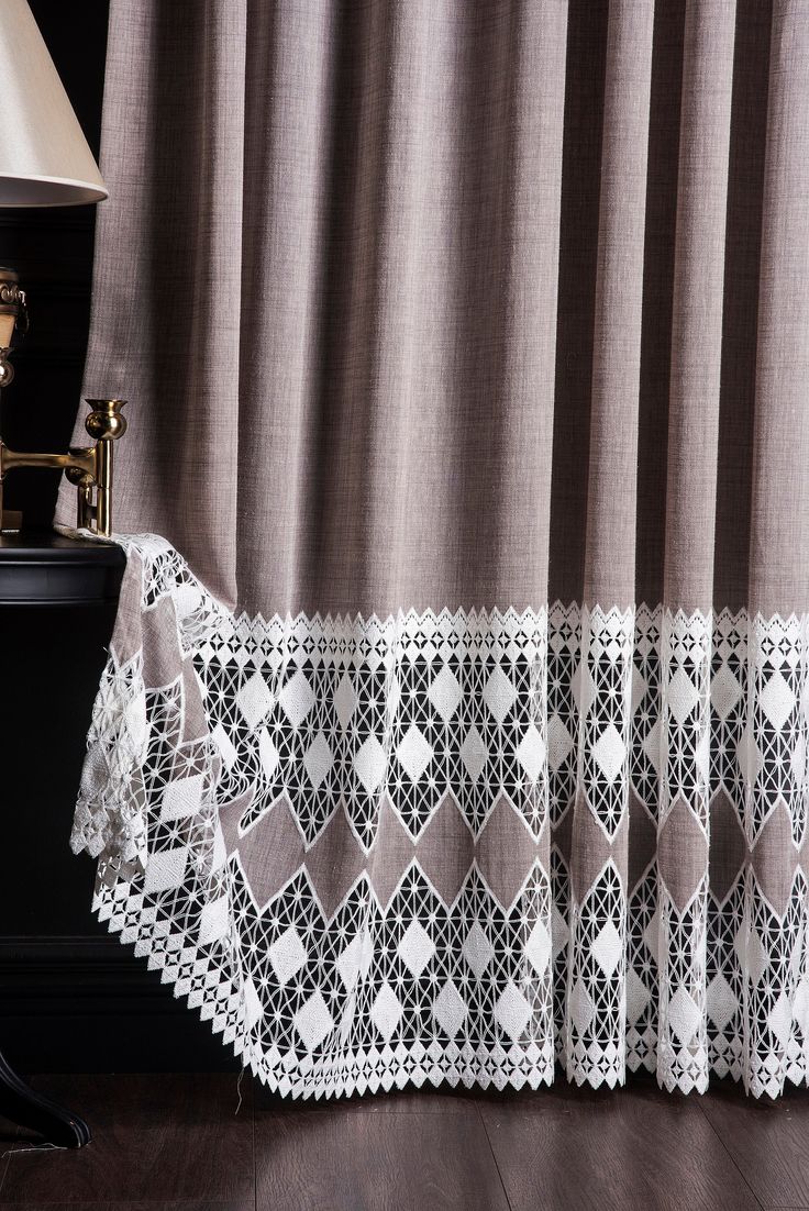 Lace Embroidered Vintage Linen Curtains, Luxury Curtains For Living Room & Bedrooms, Rust White Beige Tulle Fabric, Custom Size Drapes