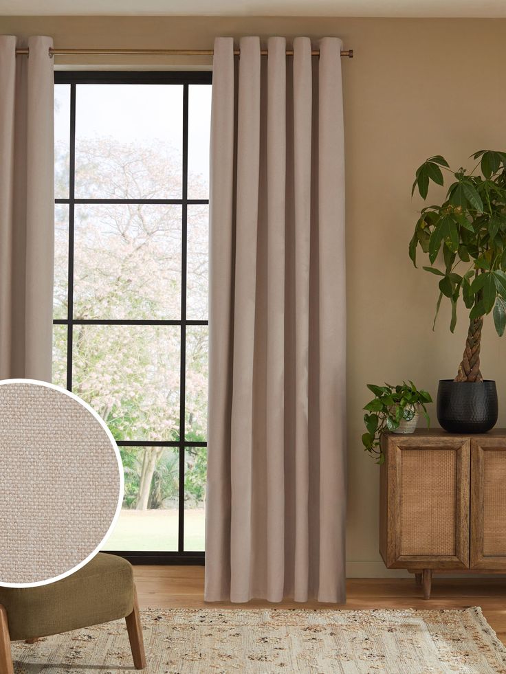 Natural Brushed Eyelet Blackout_Thermal Curtains