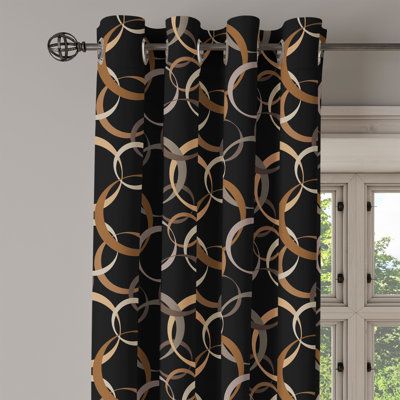 Union Rustic Abstract Grommet Curtain Motifs in Earthy Colors Black Umber Taupe brown _ 50_ W x 54_ L _ Wayfair